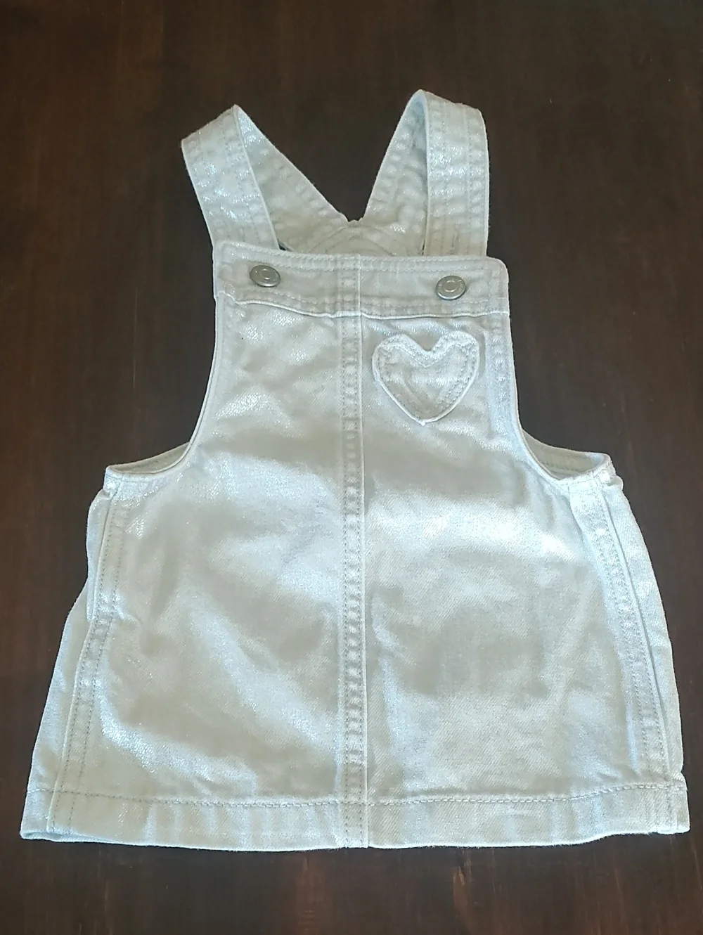Girls Metallic Silver Dress Overall - Kids Bottoms